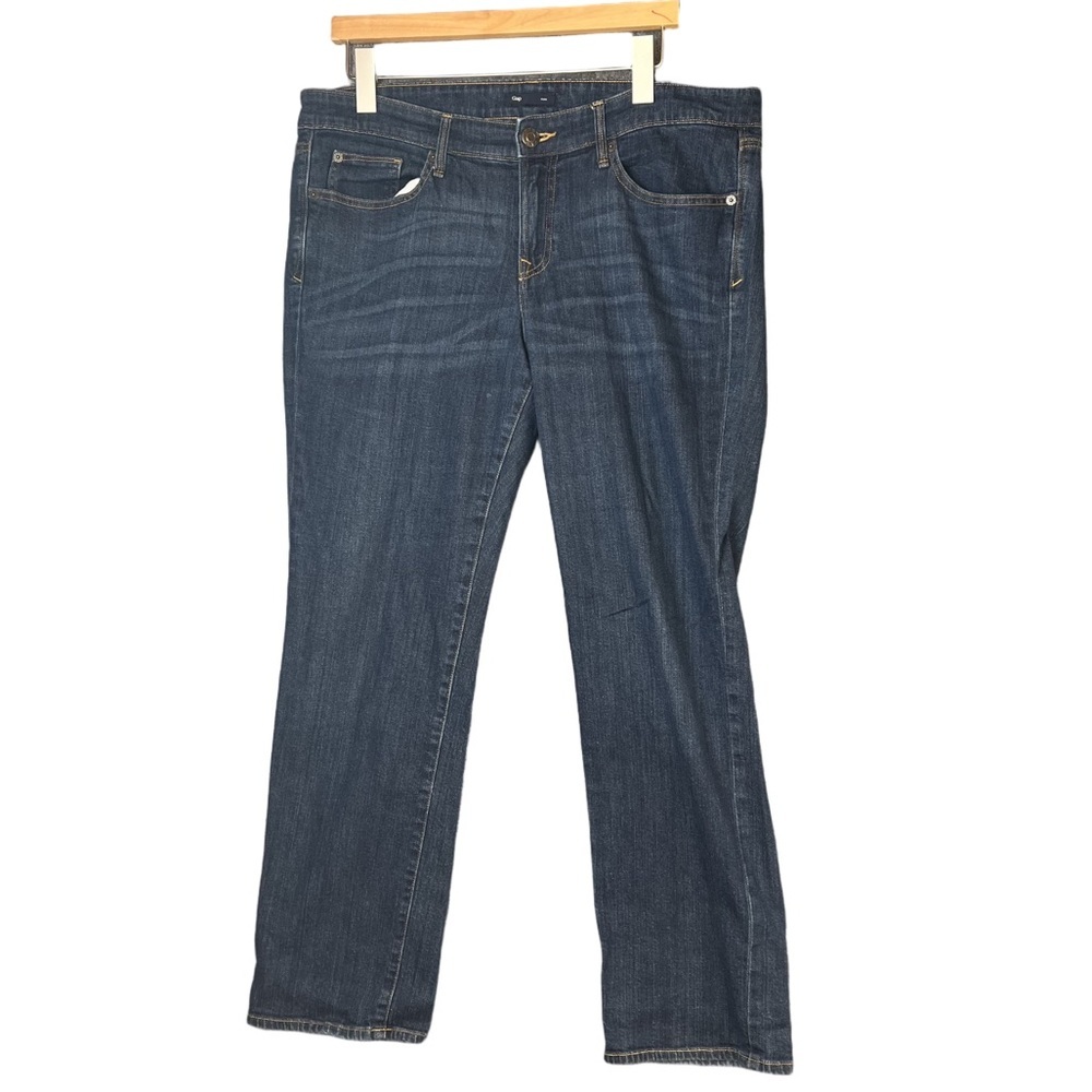 NEW! GAP Midrise Straight Ankle Cropped Dark Wash Denim Jean Size 14 32W / 27L
